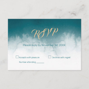 Teal Watercolor Ombre Response RSVP Enclosure Card