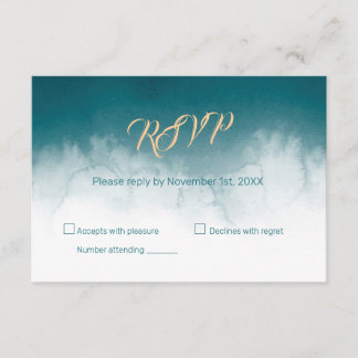 Teal Watercolor Ombre Response RSVP Enclosure Card