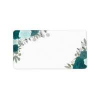 Teal Watercolor Roses Blank DIY Wedding Address