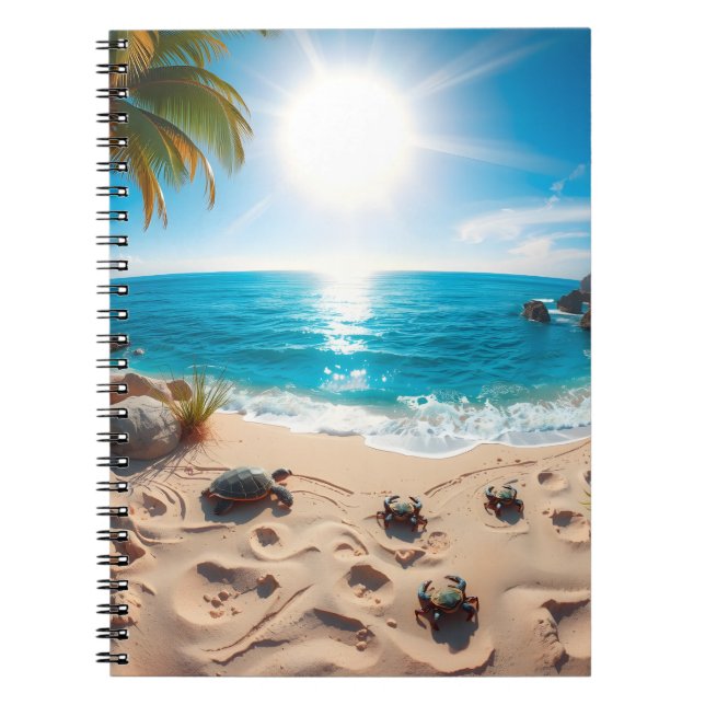 Teal Watercolor Sea Turtle Coastal Zen Notebook (Front)
