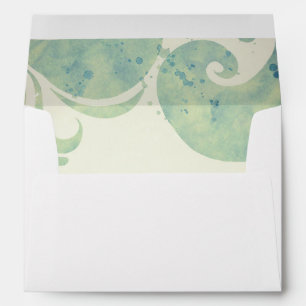 Teal Watercolor Sea Waves Splashes Envelopes