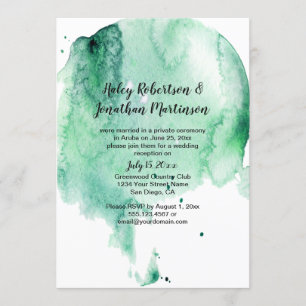 Teal Watercolor Splash Reception Only Invitation