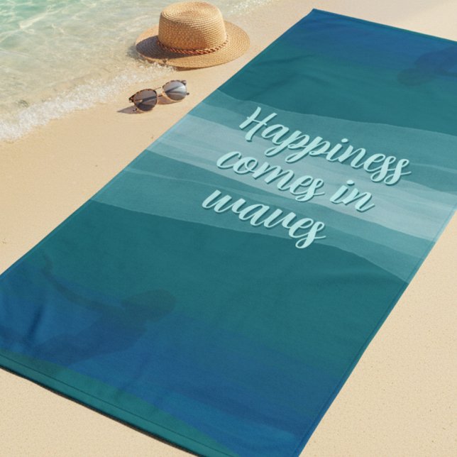 Teal Watercolor Waves Custom Quote Bath Towel (This soft, vibrant towel is perfect for your seaside adventures or simply dreaming of them.)