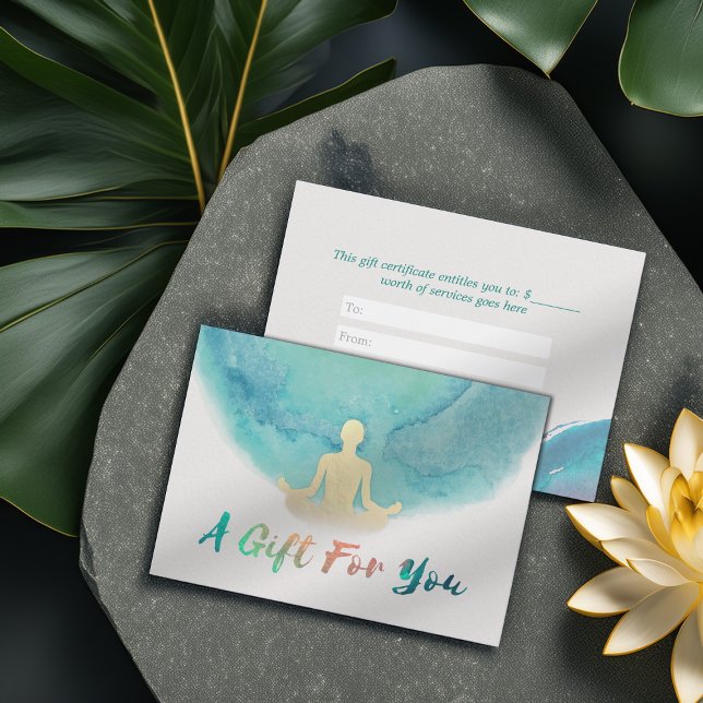 Teal Watercolor YOGA Instructor Gift Certificate (Creator Uploaded)