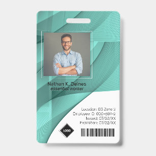 Teal Wave   Employee Photo ID Company Security Badge