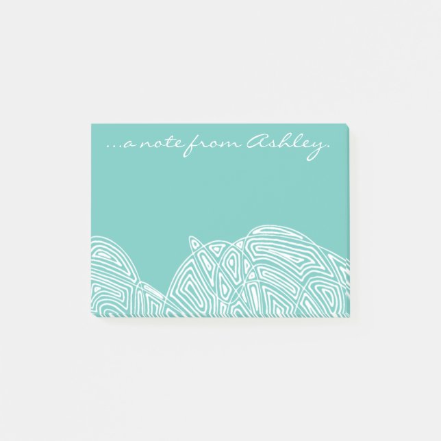 Teal Waves Post-it Notes (Front)