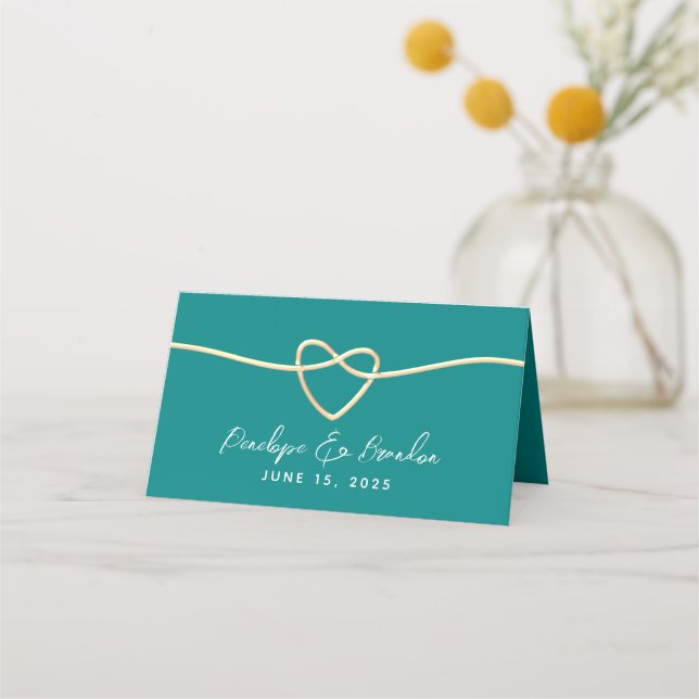 Teal Wedding Place Card (Back)