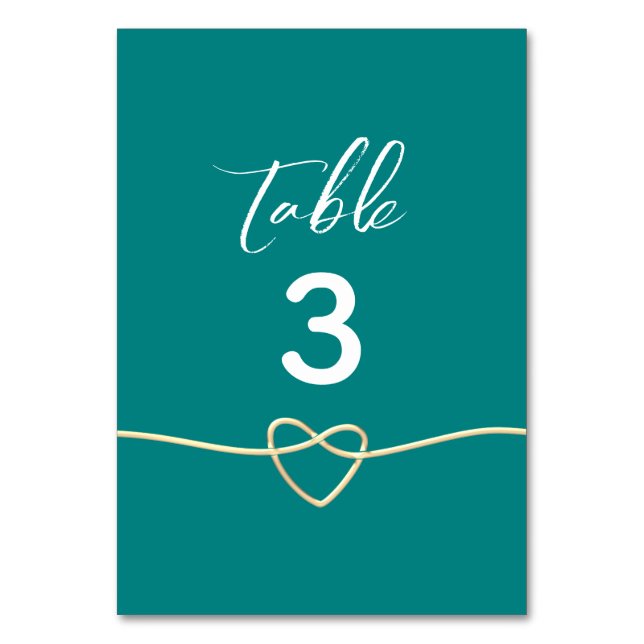 Teal Wedding Table Number (Front)
