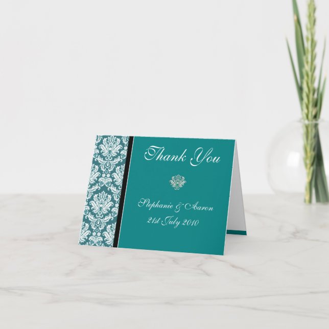 Teal Wedding Thank You Notes (Front)