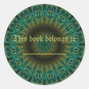 Teal Wheel Kaleidoscope Classic Round Sticker