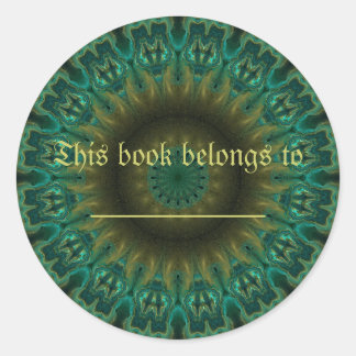 Teal Wheel Kaleidoscope Classic Round Sticker