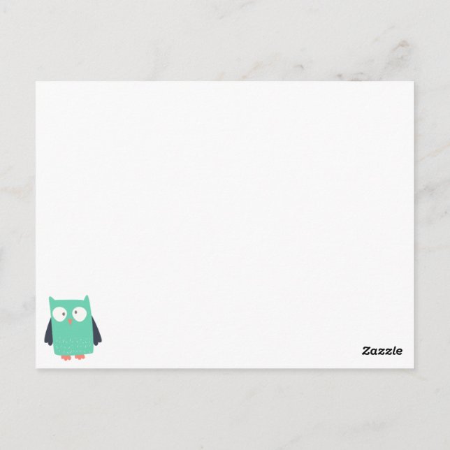 Teal Whimsical Owl Postcard (Back)
