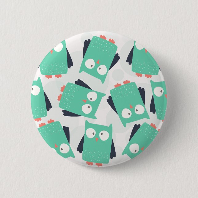 Teal Whimsical Owls 6 Cm Round Badge (Front)