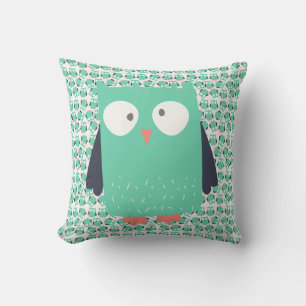 Teal Whimsical Owls Cushion
