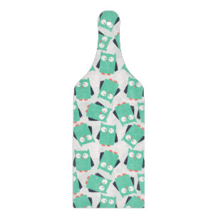 Teal Whimsical Owls Cutting Board