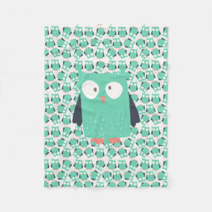 Teal Whimsical Owls Fleece Blanket