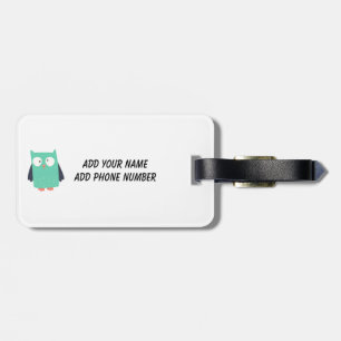 Teal Whimsical Owls Luggage Tag