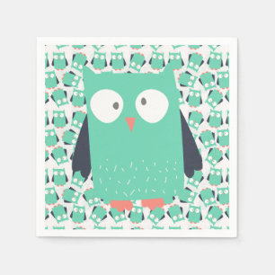 Teal Whimsical Owls Napkin