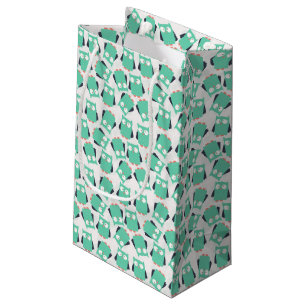 Teal Whimsical Owls Small Gift Bag