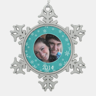 Teal Whimsical Snowflakes Snowflake Ornament