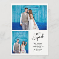 Teal Whimsy | Two Photo We Eloped Announcement