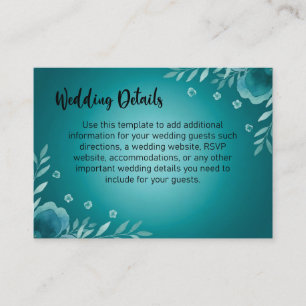 Teal Whisper Blooms Wedding Enclosure Card