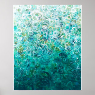Teal White Abstract Ombre Painting 16x20 Print