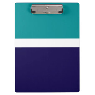 Teal White Blue Plain Colour Block Design Clipboard