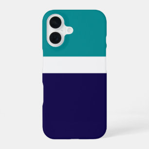 Teal White Blue Plain Colour Block Design iPhone 16 Case