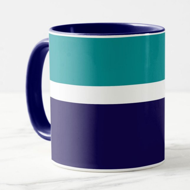 Teal White Blue Plain Colour Block Design  Mug (Creator Uploaded)