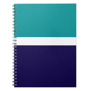 Teal White Blue Plain Colour Block Design Notebook
