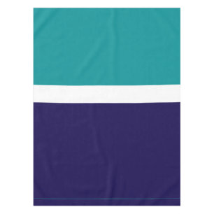 Teal White Blue Plain Colour Block Design Tablecloth