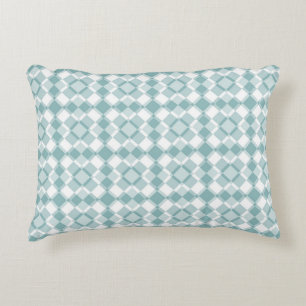 Teal White Chequered Argyle Pattern Decorative Cushion