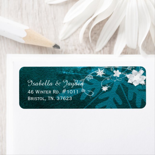 Teal White Christmas Wedding Address (Insitu)