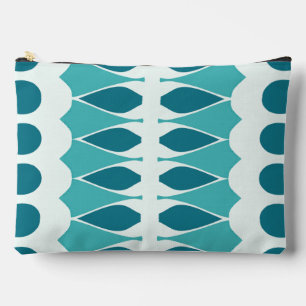 Teal & white classic trendy makeup accessory pouch