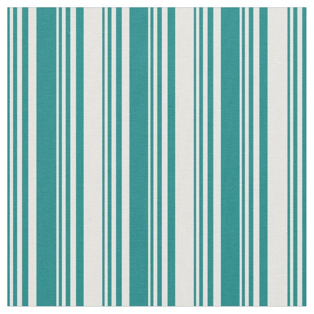 Teal & White Coloured Stripes Fabric (Close Up)