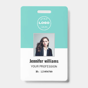 Teal & White Company Employee Photo ID Badge