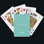 Teal White Elegant Custom Name Year Cute Cool Playing Cards<br><div class="desc">Designed with classy,  elegant teal and white background and text templates for name!</div>