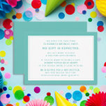 Teal White Fiver 5 Dollar Birthday Party Enclosure Card<br><div class="desc">Teal and white child's Fiver (5 dollar) birthday party invitation enclosure. A Fiver birthday is a new trend in birthday parties for children. Fiver parties can teach children the value of money while allowing birthday party guests to come and enjoy the party without having to spend countless hours searching for...</div>