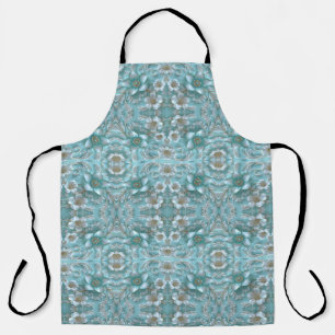 Teal White Floral Apron