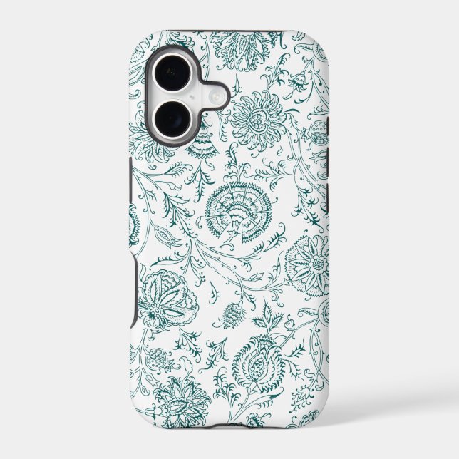Teal & White Flower Pattern (Back)
