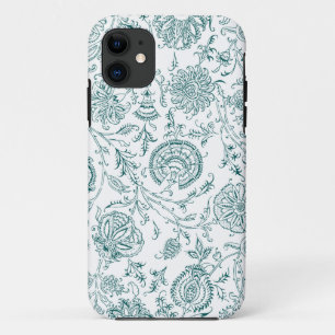 Teal & White Flower Pattern Case-Mate iPhone Case