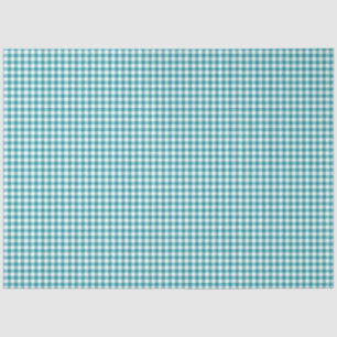 Teal & White Gingham Pattern Tissue Paper