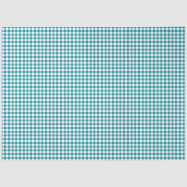 Teal & White Gingham Pattern Tissue Paper (Front)