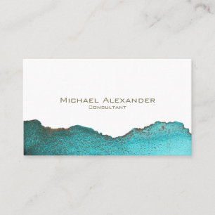 Teal White Gold Custom Unique Business Card