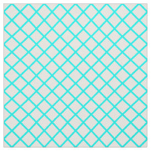 Teal White Harlequin Diamond Stripes Pattern Fabric