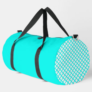 Teal White Harlequin Diamond Stripes Pattern Large Duffle Bag