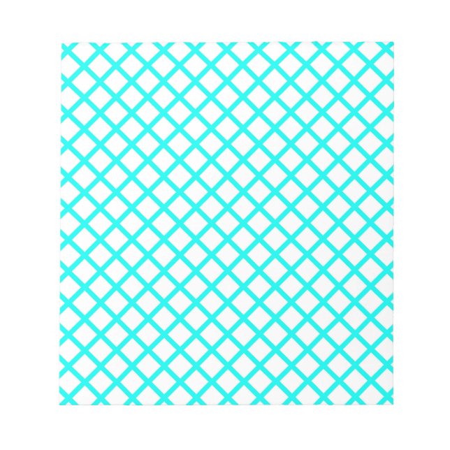 Teal White Harlequin Diamond Stripes Pattern Notepad (Front)