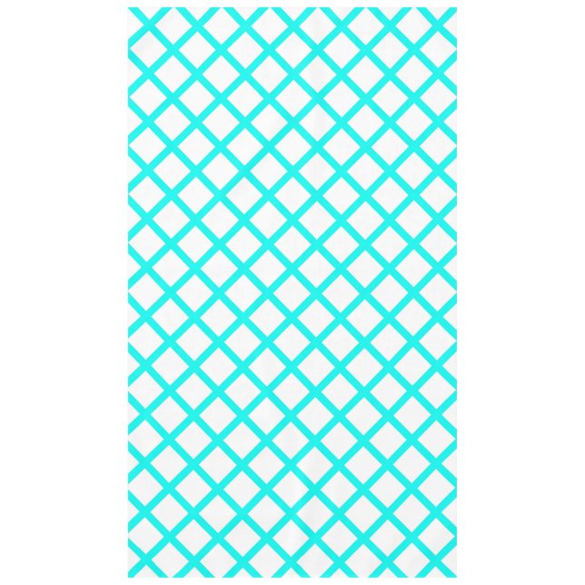 Teal White Harlequin Diamond Stripes Pattern Tablecloth (Front)