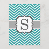 Teal White Monogram Letter S Chevron